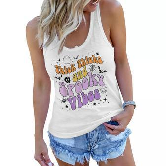 Thick Thighs And Spooky Vibes Halloween V3 Women Flowy Tank - Seseable