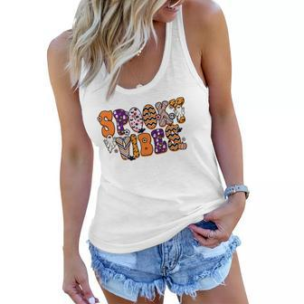 Thick Thights And Spooky Vibes Boo Colorful Halloween Women Flowy Tank - Seseable