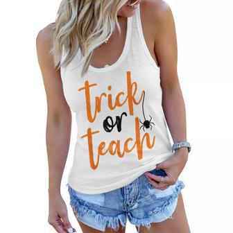 Trick Or Teach Teacher Halloween Design Women Flowy Tank - Seseable