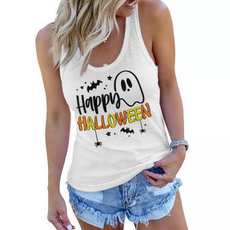 Trick Or Treat Halloween Pumpkin Ghost Boo Happy Halloween Women Flowy Tank - Thegiftio UK
