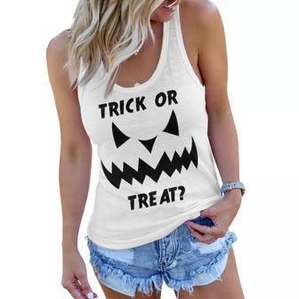 Trick Or Treat With A Jack O Lantern Pumpkin Halloween Women Flowy Tank - Seseable