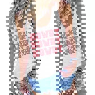 Vintage White Howdy Rodeo Western Country Southern Cowgirl V2 Women Flowy Tank - Seseable