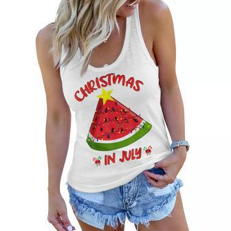 Watermelon Christmas Tree Christmas In July Summer Vacation V3 Women Flowy Tank - Seseable