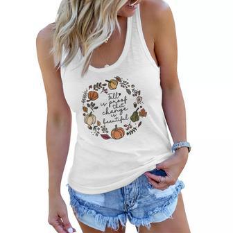 Wreath Fall Is Proof That Change Is Beautiful Women Flowy Tank - Seseable