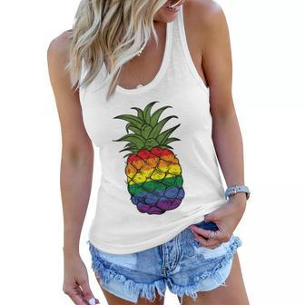 Lgbtq Pineapple Pride Gay Lesbian Pride Pineapple Funny Gift Women Flowy Tank - Monsterry