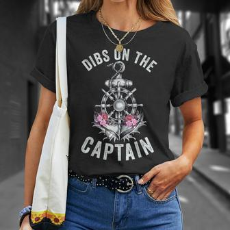 Captain Wife Dibs On The Captain Flower Anchor T-shirt - Thegiftio UK