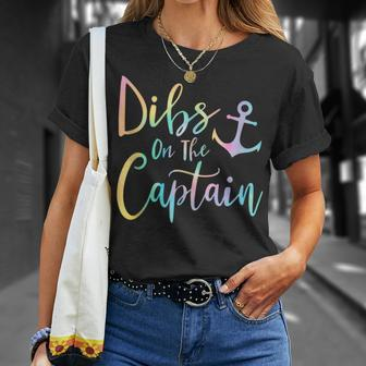 Dibs On The Captain Fire Captain Wife Girlfriend Sailing T-shirt - Thegiftio UK