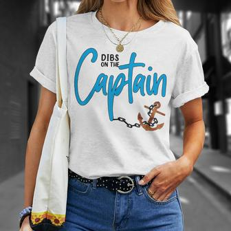 Dibs On The Captain Fire Captain Wife Girlfriend Sailing T-shirt - Thegiftio UK