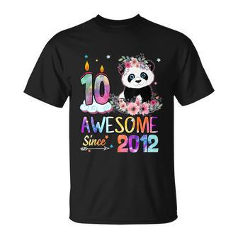 10 Years Old Awesome Since 2012 10Th Birthday Panda Unicorn Unisex T-Shirt - Monsterry