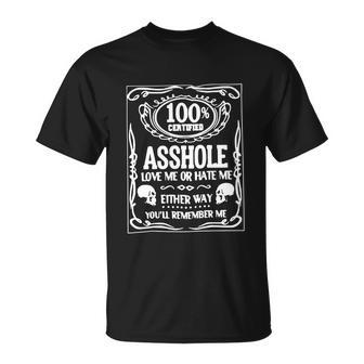 100 Certified Ahole Funny Adult Tshirt Unisex T-Shirt - Monsterry