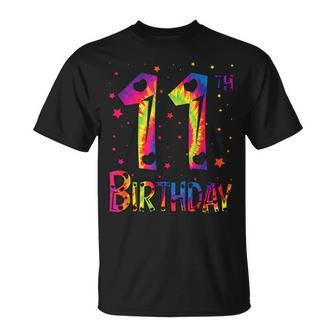 11 Year Old Girls -Boys Birthday 11Th Birthday Tie Dye Unisex T-Shirt - Seseable