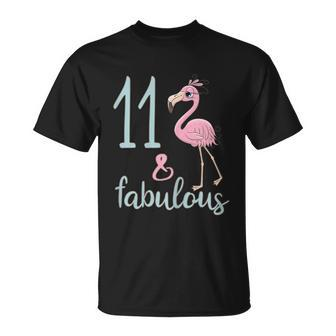 11Th Bday Outfit Fabulous Flamingo 11 Year Old Birthday T-Shirt - Thegiftio UK