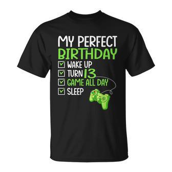13Th Perfect Birthday Boys Gaming 13 Years Old Gifts Gamer Tshirt Unisex T-Shirt - Monsterry
