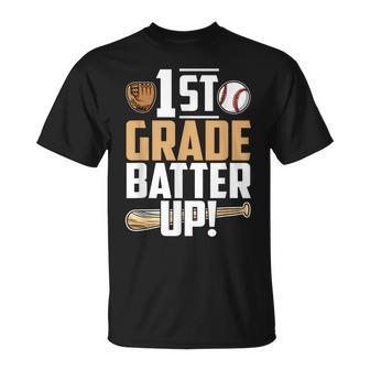 1St Grade Batter Up Baseball Back To School T-shirt - Thegiftio UK