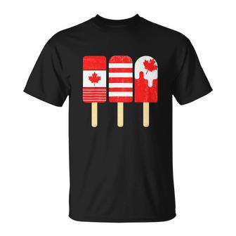 1St Of July Popsicle Red White Canadian Flag Patriotic T-shirt - Thegiftio UK