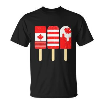 1St Of July Popsicle Red White Canadian Flag Patriotic T-shirt - Thegiftio UK