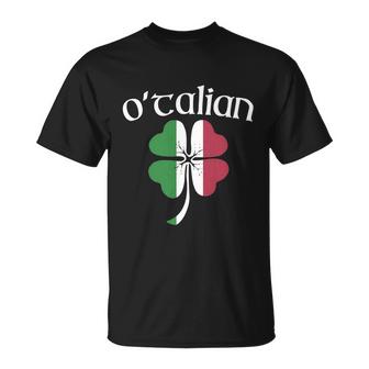 Otalian Funny Italian Irish St Patricks Day Shamrock Flag Gift Unisex T-Shirt