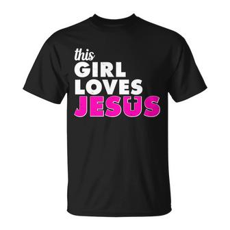 Inspirational This Girl Loves Jesus Graphic Design Printed Casual Daily Basic Unisex T-Shirt