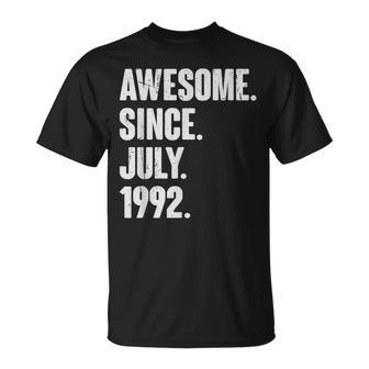 30 Year Old Gift 30Th Birthday Awesome Since July 1992 Unisex T-Shirt - Seseable