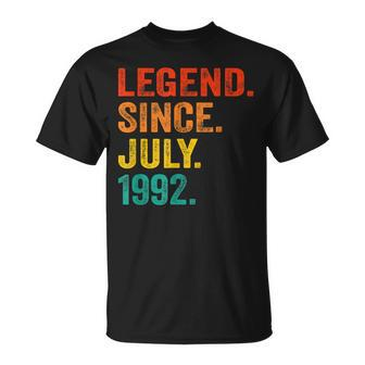30Th Birthday Legend Since July 1992 30 Years Old Vintage Unisex T-Shirt - Seseable