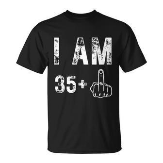 I Am 35 Plus Middle Finger 36Th Birthday T-Shirt - Thegiftio UK