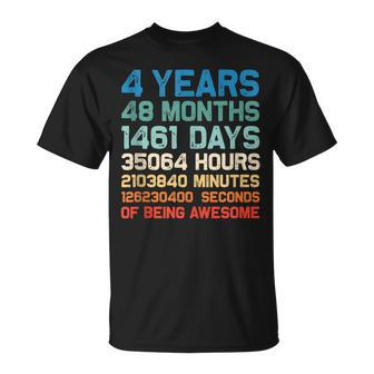 4Th Birthday 4 Years Of Being Awesome Wedding Anniversary V2 Unisex T-Shirt - Seseable