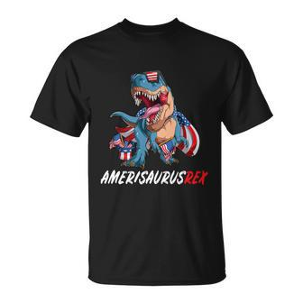 4Th July Tfunny Giftrex America Dinosaur Independence Day Patriot Usa Gift Unisex T-Shirt - Monsterry