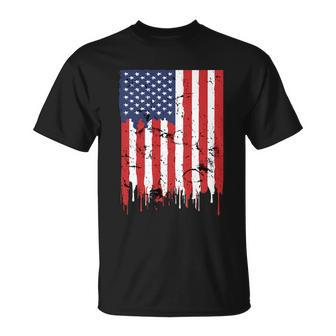 4Th Of July American Flag Vintage Design Patriotic Unisex T-Shirt - Monsterry CA