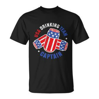 4Th Of July Beer Can Flag Usa Drinking Team Unisex T-Shirt - Monsterry DE