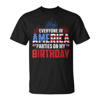 4Th Of July Birthday Funny Bday Born On 4Th Of July Unisex T-Shirt - Seseable
