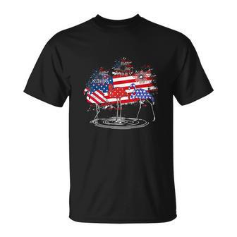 4Th Of July Funny American Flag Flamingo Party Unisex T-Shirt - Monsterry