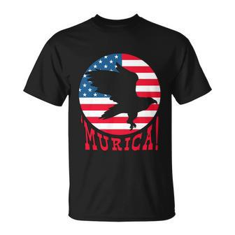 4Th Of July Funny Funny Gift Eagle Mullet Murica Patriotic Flag Gift Unisex T-Shirt - Monsterry