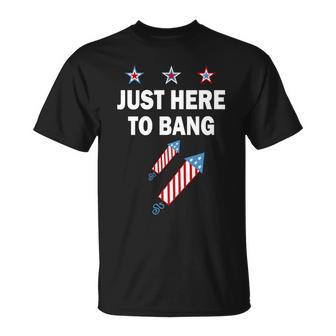 4Th Of July Just Here To Bang Fireworks Unisex T-Shirt - Monsterry CA