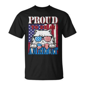 4Th Of July Proud To Be An American Cat Lover Unisex T-Shirt - Monsterry