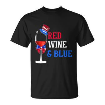 4Th Of July Red White And Blue Wine Glass Firework Drinker Tshirt Unisex T-Shirt - Monsterry AU