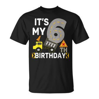 6 Years Old Boy Its My 6Th Birthday Construction Truck T-shirt - Thegiftio UK