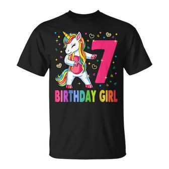 7 Years Old Unicorn Flossing 7Th Birthday Girl Unicorn Party V3 Unisex T-Shirt - Seseable