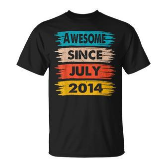 8 Years Old Birthday Awesome Since July 2014 8Th Birthday Unisex T-Shirt - Seseable