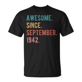 80 Year Old 80Th Birthday Awesome Since September 1942 T-shirt - Thegiftio