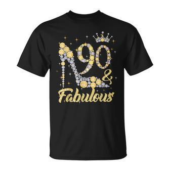 90 & Fabulous 90 Years Old 90Th Birthday Diamond Crown Shoes Unisex T-Shirt - Seseable