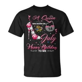 A Queen Was Born On 14Th July Birthday For Queens Girls Unisex T-Shirt - Seseable