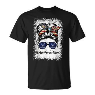 Air Force Mom Messy Bun Sunglasses Military Mom Mothers Day Unisex T-Shirt - Seseable