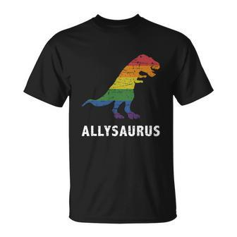 Ally Lgbt Pride Allysaurus Dinosaur Tshirt Unisex T-Shirt - Monsterry CA