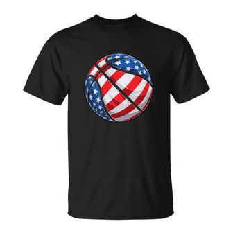 American Flag Basketball Unisex T-Shirt - Monsterry