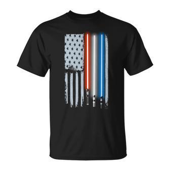 American Lightsaber Flag Tshirt Unisex T-Shirt - Monsterry UK