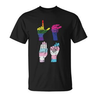 American Sign Language Lgbtmeaningful q Asl Deaf Pride Flag Ally T-shirt - Thegiftio UK