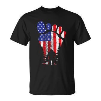 American Usa Flag Bigfoot Sasquatch Patriotic 4Th Of July Unisex T-Shirt - Monsterry UK