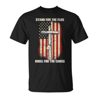 Americans Stand For The Flag Kneel For The Cross T-Shirt - Thegiftio UK