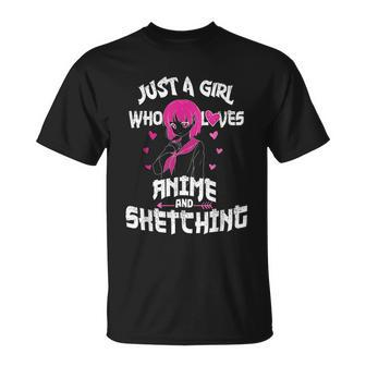 Anime Girl Just A Girl Who Loves Anime And Sketching Drawing T-shirt