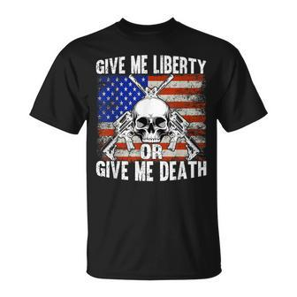Ar-15 Give Me Liberty Or Give Me Death Skull - Ar15 Rifle Unisex T-Shirt - Seseable